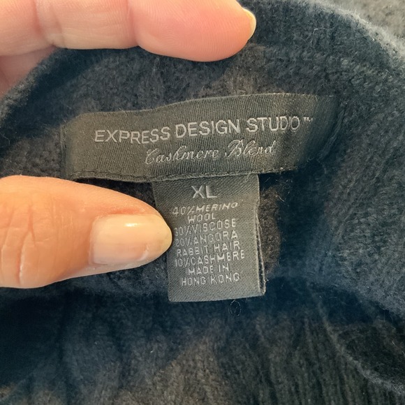 EXPRESS DESIGN‎ STUDIO Sweater Womens XL Wool Angora Cashmere Blend Cable Knit - Picture 7 of 8